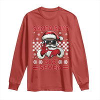 67 African American Santa Christmas Long Sleeve Shirt Funny Santa Says Six Seven Meme Gen Alpha Slang - Wonder Print Shop
