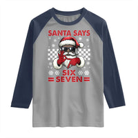 67 African American Santa Christmas Raglan Shirt Funny Santa Says Six Seven Meme Gen Alpha Slang - Wonder Print Shop