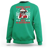 67 African American Santa Christmas Sweatshirt Funny Santa Says Six Seven Meme Gen Alpha Slang - Wonder Print Shop