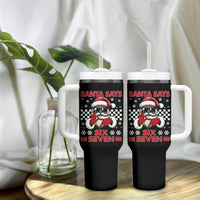 67 African American Santa Christmas Tumbler With Handle Funny Santa Says Six Seven Meme Gen Alpha Slang - Wonder Print Shop