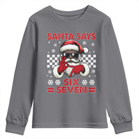 67 African American Santa Christmas Youth Sweatshirt Funny Santa Says Six Seven Meme Gen Alpha Slang - Wonder Print Shop