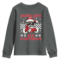67 African American Santa Christmas Youth Sweatshirt Funny Santa Says Six Seven Meme Gen Alpha Slang - Wonder Print Shop