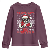 67 African American Santa Christmas Youth Sweatshirt Funny Santa Says Six Seven Meme Gen Alpha Slang - Wonder Print Shop