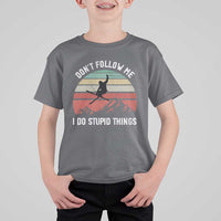 Funny Skiing T Shirt For Kid Don't Follow Me I Do Stupid Things Retro Vintage Skier - Wonder Print Shop
