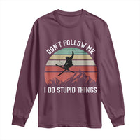 Funny Skiing Long Sleeve Shirt Don't Follow Me I Do Stupid Things Retro Vintage Skier