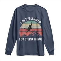 Funny Skiing Long Sleeve Shirt Don't Follow Me I Do Stupid Things Retro Vintage Skier