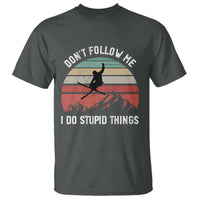 Funny Skiing T Shirt Don't Follow Me I Do Stupid Things Retro Vintage Skier - Wonder Print Shop