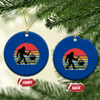 Funny Retro Bigfoot Grilling BBQ Chef Ceramic Ornament - Wonder Print Shop