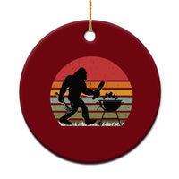Funny Retro Bigfoot Grilling BBQ Chef Ceramic Ornament - Wonder Print Shop