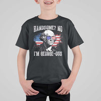 Funny George Washington T Shirt For Kid Handsome No I'm George-ous 4th Of July American Flag