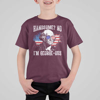 Funny George Washington T Shirt For Kid Handsome No I'm George-ous 4th Of July American Flag