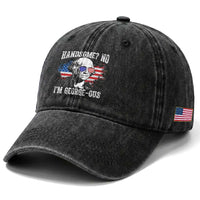 Funny George Washington Washed Cotton Baseball Cap Handsome No I'm George-ous 4th Of July American Flag