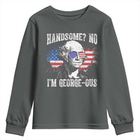 Funny George Washington Youth Sweatshirt Handsome No I'm George-ous 4th Of July American Flag