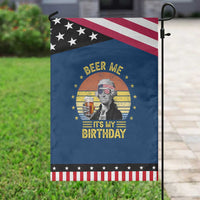 Funny George Washington's Birthday Patriotic Garden Flag Beer Me It's My Birthday Presidents' Day