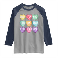Funny Valentines Day 67 Meme Six Seven Sigma Rizz Heart Kids Raglan Shirt