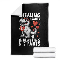 Funny 67 Meme Valentines Day Dinosaur Throw Blanket Stealing Hearts And Blasting 67 Farts