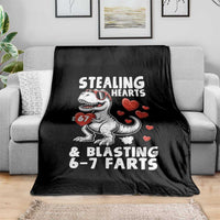 Funny 67 Meme Valentines Day Dinosaur Throw Blanket Stealing Hearts And Blasting 67 Farts
