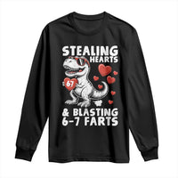 Funny 67 Meme Valentines Day Dinosaur Long Sleeve Shirt Stealing Hearts And Blasting 67 Farts