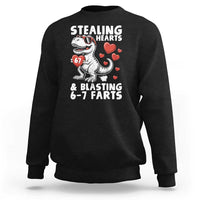 Funny 67 Meme Valentines Day Dinosaur Sweatshirt Stealing Hearts And Blasting 67 Farts