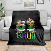 Funny 67 Mardi Gras Bruh Throw Blanket Six Seven Meme Fleur De Lis Hand Gesture