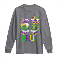 Funny 67 Mardi Gras Bruh Long Sleeve Shirt Six Seven Meme Fleur De Lis Hand Gesture