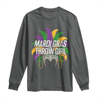 Mardi Gras Throw Girl Long Sleeve Shirt Funny New Orleans Carnival Headdress Beads