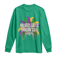 Mardi Gras Throw Girl Long Sleeve Shirt Funny New Orleans Carnival Headdress Beads