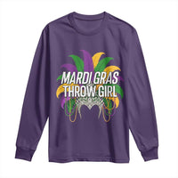 Mardi Gras Throw Girl Long Sleeve Shirt Funny New Orleans Carnival Headdress Beads