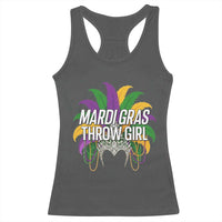 Mardi Gras Throw Girl Racerback Tank Top Funny New Orleans Carnival Headdress Beads