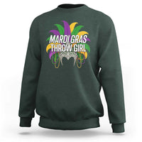 Mardi Gras Throw Girl Sweatshirt Funny New Orleans Carnival Headdress Beads