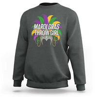 Mardi Gras Throw Girl Sweatshirt Funny New Orleans Carnival Headdress Beads