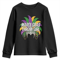 Mardi Gras Throw Girl Youth Sweatshirt Funny New Orleans Carnival Headdress Beads