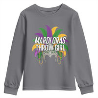Mardi Gras Throw Girl Youth Sweatshirt Funny New Orleans Carnival Headdress Beads