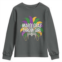 Mardi Gras Throw Girl Youth Sweatshirt Funny New Orleans Carnival Headdress Beads