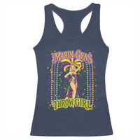 Funny Mardi Gras Throw Girl Racerback Tank Top New Orleans Carnival Beads