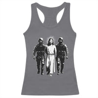Jesus Arrested Parody Racerback Tank Top Funny Immigrant Rights Political Protest