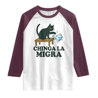 Chinga La Migra Raglan Shirt Funny Immigration Rights Cat Political