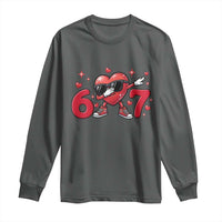 Funny Six Seven 67 Valentines Dabbing Heart Long Sleeve Shirt