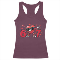 Funny Six Seven 67 Valentines Dabbing Heart Racerback Tank Top