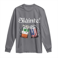 Funny St Patrick's Day Beer Drinking Slainte Long Sleeve Shirt Irish American Beer