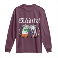 Funny St Patrick's Day Beer Drinking Slainte Long Sleeve Shirt Irish American Beer