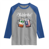 Funny St Patrick's Day Beer Drinking Slainte Raglan Shirt Irish American Beer