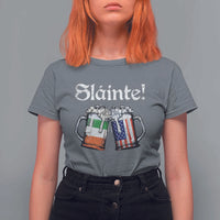 Funny St Patrick's Day Beer Drinking Slainte T Shirt For Women Irish American Beer
