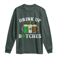 Funny St Patrick's Day Irish Beer Drinking Long Sleeve Shirt Drink Up Bitches Ireland Flag