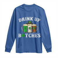 Funny St Patrick's Day Irish Beer Drinking Long Sleeve Shirt Drink Up Bitches Ireland Flag
