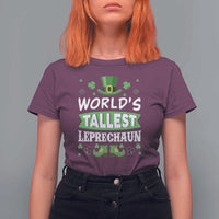 Funny World's Tallest Leprechaun St Patrick's Day T Shirt For Women Shamrock