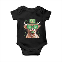 Funny St Patrick's Day Highland Cow Shamrock Baby Onesie