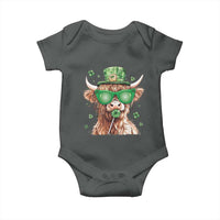 Funny St Patrick's Day Highland Cow Shamrock Baby Onesie