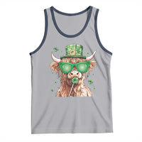 Funny St Patrick's Day Highland Cow Shamrock Tank Top