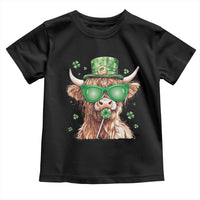 Funny St Patrick's Day Highland Cow Shamrock Toddler T Shirt